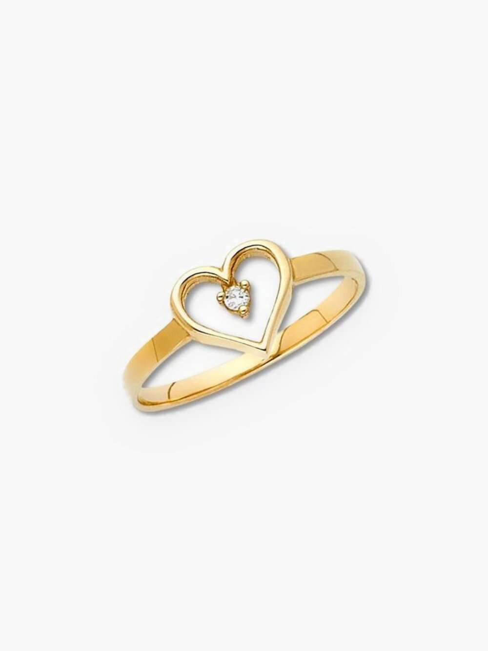 14k Solid Gold Heart CZ Ring Size 7 By Tehrani Jewelry